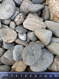 Kamenclub.ru: Галька речная окат (серая) фр.40-60 мм купить  в Истре галька речная серый бежевый рыжий коричневый округлый речной камень 5000 руб/т   фото КАМЕНЬ КЛУБ