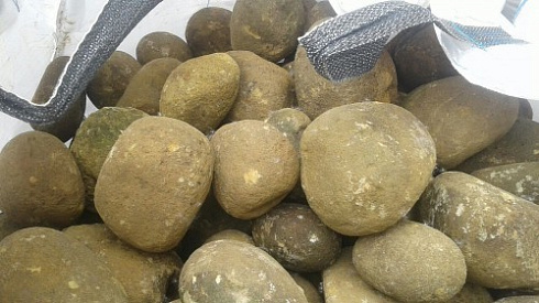 Kamenclub.ru: Песчаник ядра, фр. 100-300 мм  купить в Истре песчаник бежевый серый рыжий речная галька 5 000 руб/т   фото КАМЕНЬ КЛУБ