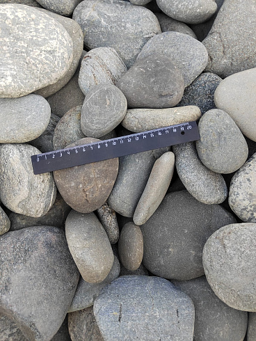 Kamenclub.ru: Галька речная плоская (ассорти) фр. 70-150 мм. купить  в Истре галька галечник серый белый темно-серый синий светло-серый плоская природная галька  9000 руб/т   фото КАМЕНЬ КЛУБ
